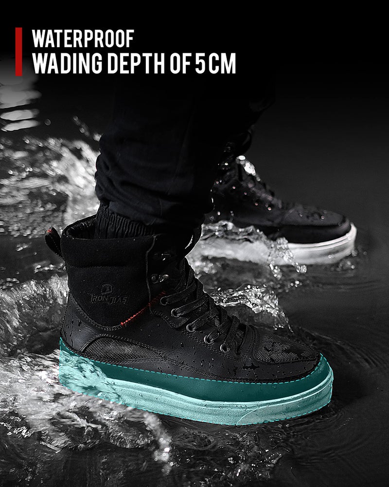 BORLENI أحذية موتوسيكل جلد البقر BORLENI للرجال - أحذية ركوب موتوسيكل مقاومة للماء مع سحاب جانبي ودعم للكاحل، نعل مضاد للانزلاق، أحذية رياضية تنفسية سوداء 11 - Image 5