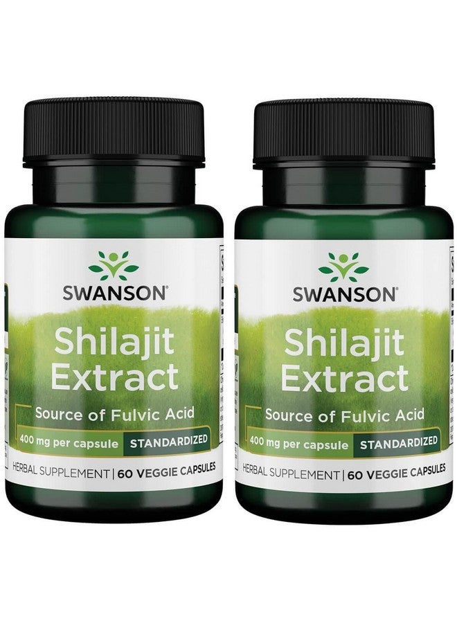 Swanson Shilajit Extract - Herbal Supplement Promoting Cell Growth Support - Natural Formula for Overall Wellness - (400 Milligrams 60 Veg Capsules) (2 Pack)
