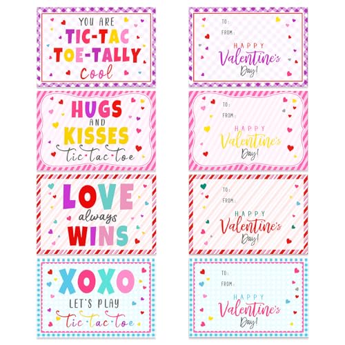 ORIENTAL CHERRY Valentines Day Gifts for Kids 24 Pack Valentines Cards with Tic Tac Toe Keychains Valentine Gift Exchange for School Class Classroom Party Favors Boys Girls - Image 5