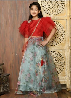 LILPICKS Stylish Frilled Choli with Printed Lehenga Set  - Image 2