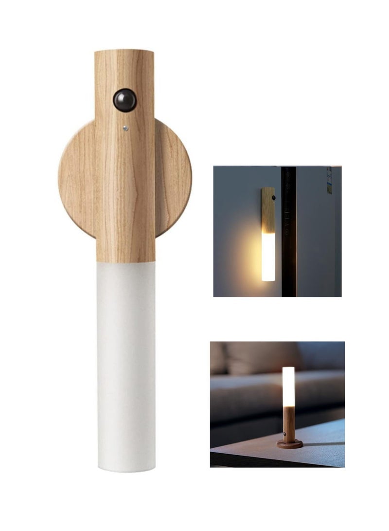 Captaintech Motion Sensor Night Light, Smart LED Light, Sensing Distance 4M, Hand-held Portable, Stick Anywhere for Bedroom, Stairway, Children Room and More,High Grade Solid Wood Glass Material - Image 1