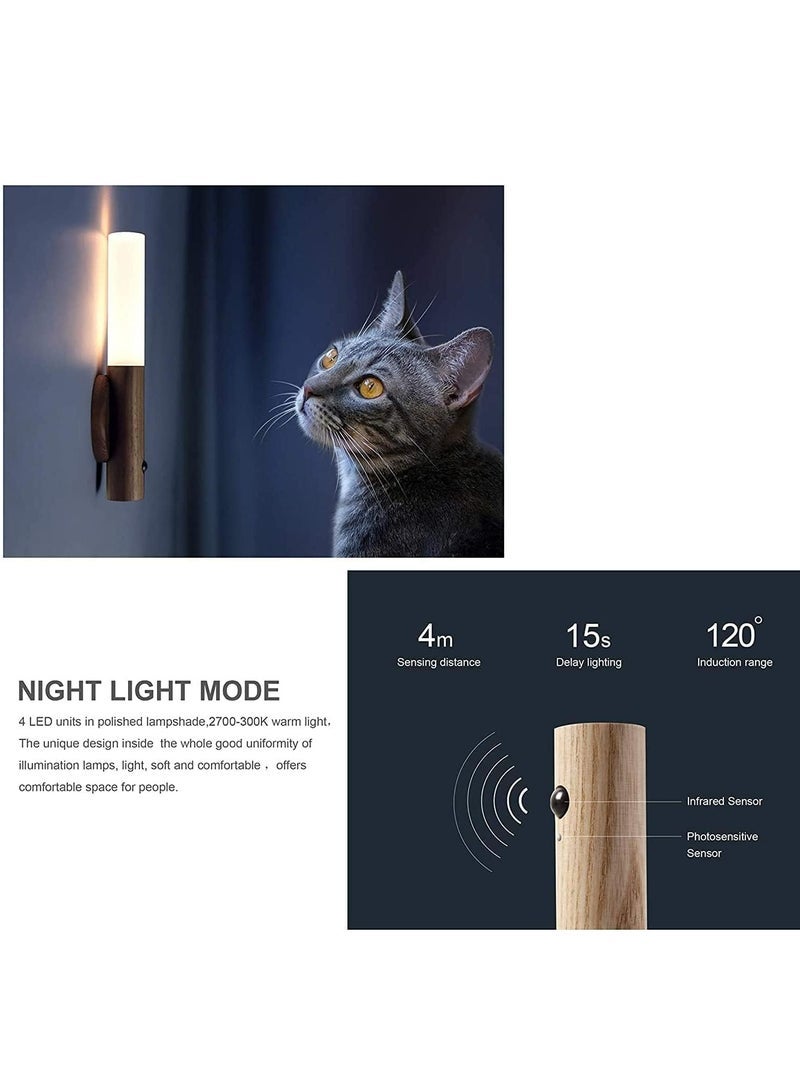 Captaintech Motion Sensor Night Light, Smart LED Light, Sensing Distance 4M, Hand-held Portable, Stick Anywhere for Bedroom, Stairway, Children Room and More,High Grade Solid Wood Glass Material - Image 5