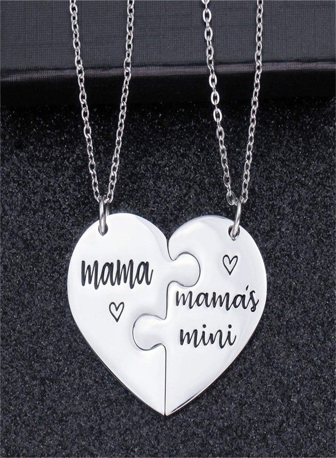 Nanafast 2 PCS Mother Daughter Necklaces Adjustable Stainless Steel Matching Heart Necklace Set Gifts for Couples Mom and Daughter - mama - Image 5