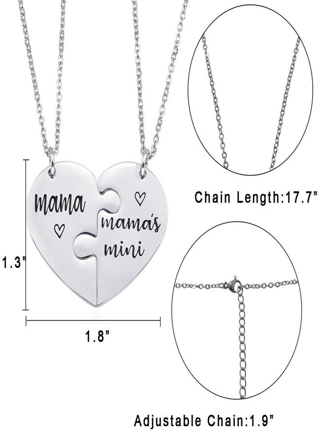 Nanafast 2 PCS Mother Daughter Necklaces Adjustable Stainless Steel Matching Heart Necklace Set Gifts for Couples Mom and Daughter - mama - Image 2