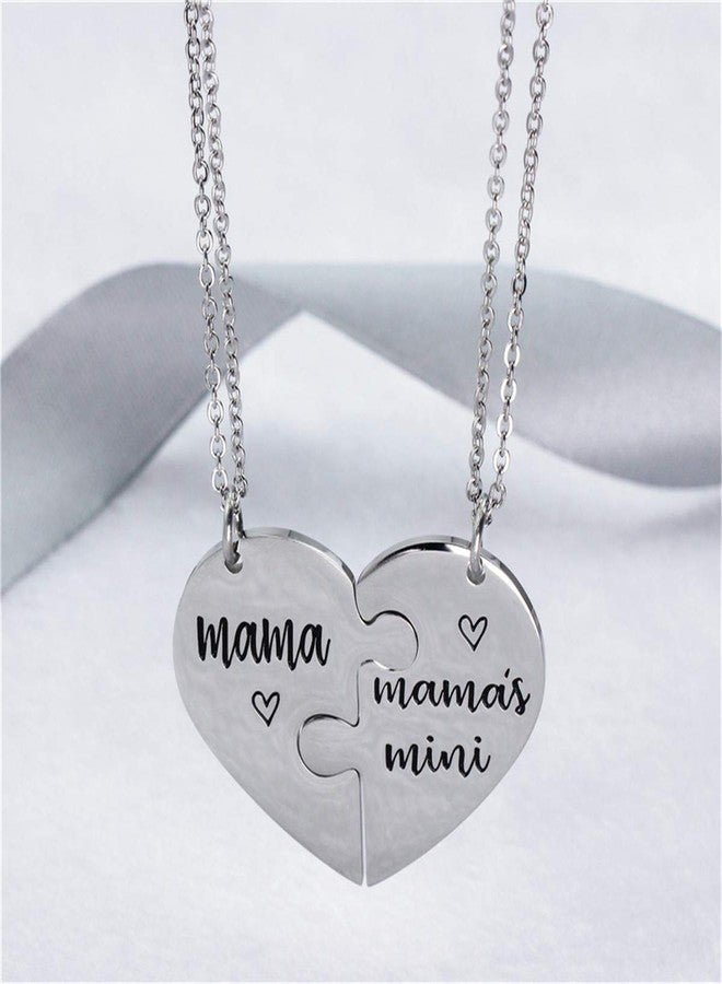 Nanafast 2 PCS Mother Daughter Necklaces Adjustable Stainless Steel Matching Heart Necklace Set Gifts for Couples Mom and Daughter - mama - Image 3