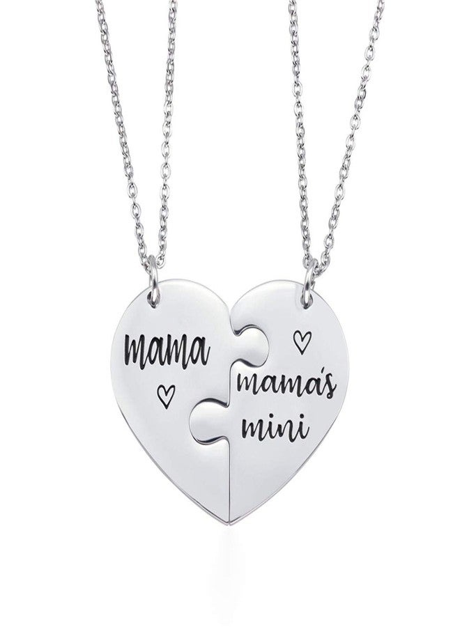 Nanafast 2 PCS Mother Daughter Necklaces Adjustable Stainless Steel Matching Heart Necklace Set Gifts for Couples Mom and Daughter - mama - Image 1