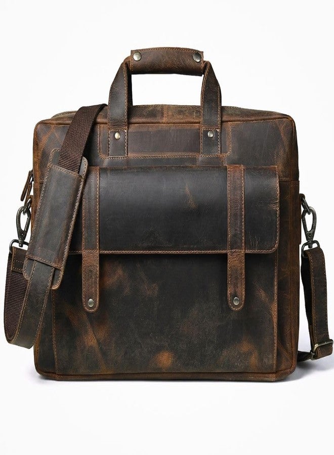 HULSH Genuine Leather briefcases for men 17 inches computer bag for mens | Laptop bag, Work bag, Business and Office Bag (Brown) - Image 1