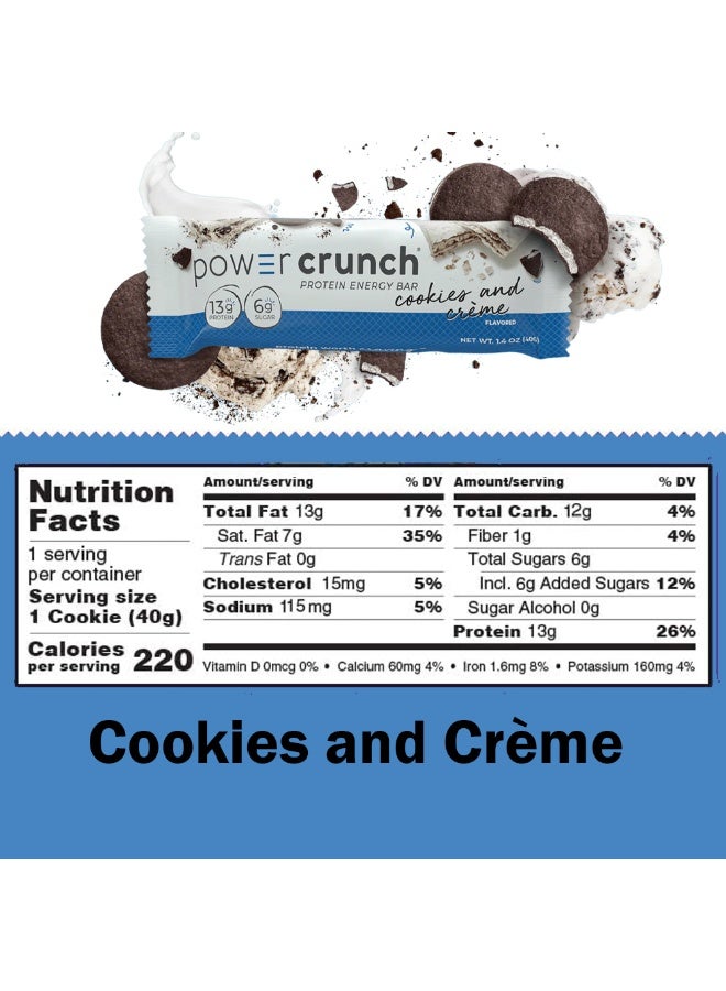 power crunch Protein Wafer Energy Bar - Cookies and Crème - (12 Bars) - Image 2