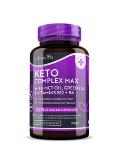Nutravita Nutavita Keto Complex Max - 120 Vegetarian Capsules - With MCT Oil, Green Tea & Vitamins B12 + B6 