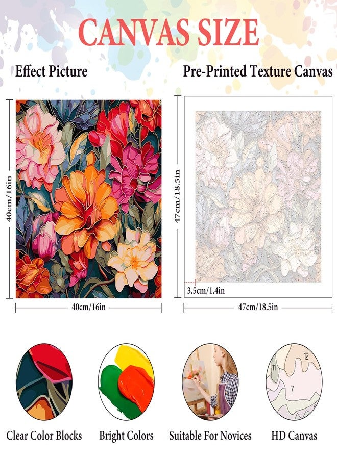 Camocin Paint by Numbers Kit for Adults Beginner, Flowers Acrylic Adult Paint by Number Kits on Canvas, Flowers Watercolor Oil Paint by Number for Adults, Perfect for Home Decor Gift 16"x16" - Image 3