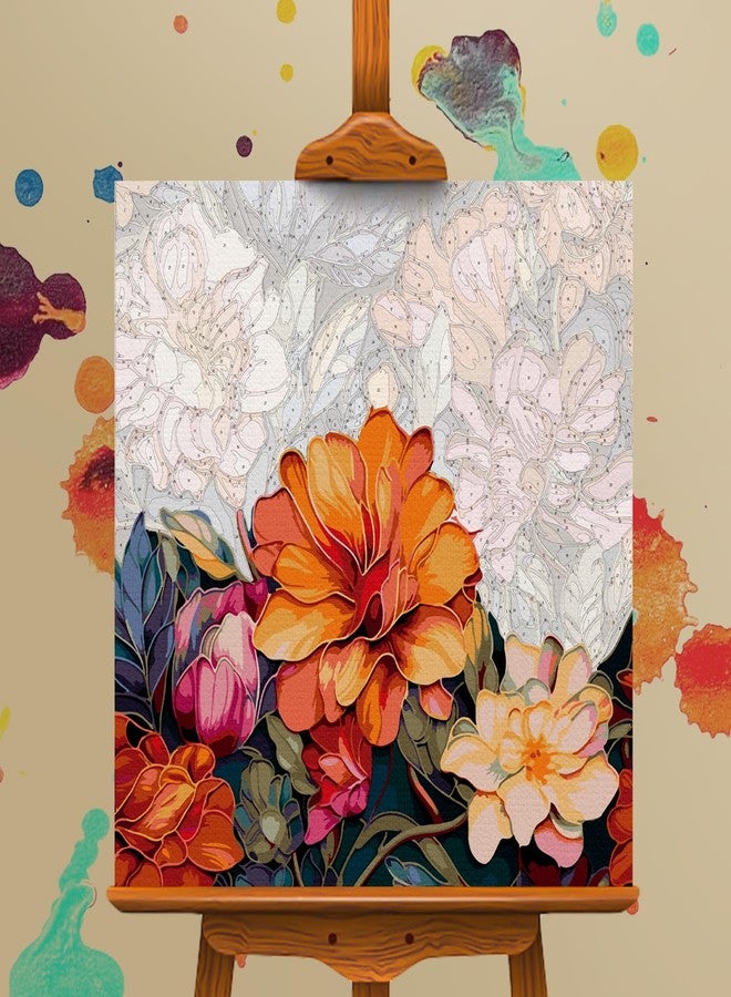 Camocin Paint by Numbers Kit for Adults Beginner, Flowers Acrylic Adult Paint by Number Kits on Canvas, Flowers Watercolor Oil Paint by Number for Adults, Perfect for Home Decor Gift 16"x16" - Image 4