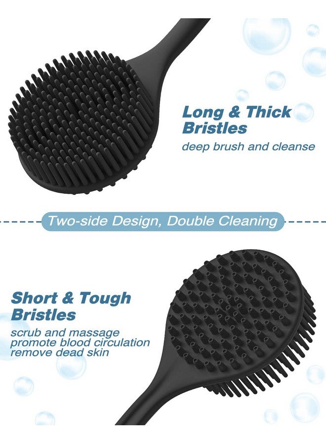 Manmihealth Silicone Back Scrubber (Thick Bristles) & Bath Glove & Face Brush Set(3Pcs), Super-Exfoliating & Lathering Body Scrubber, Shower Brush, Face Scrubber Combination, With A Free Hook.(Black) - Image 4