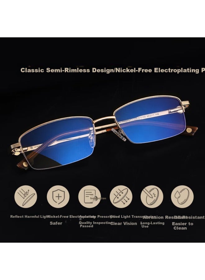 LaoYeZi Laoyezi Blue Light Blocking Reading Glasses For Men And Women High Definition Comfortable Presbyopic Glasses Gold 250 Degrees (ages 60-64) - Image 2