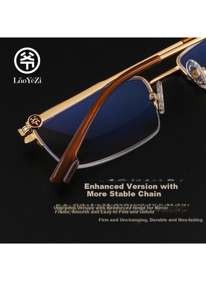 LaoYeZi Laoyezi Blue Light Blocking Reading Glasses For Men And Women High Definition Comfortable Presbyopic Glasses Gold 250 Degrees (ages 60-64) - Image 4