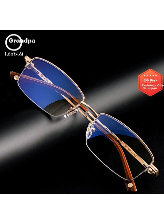LaoYeZi Laoyezi Blue Light Blocking Reading Glasses For Men And Women High Definition Comfortable Presbyopic Glasses Gold 250 Degrees (ages 60-64) - Image 1