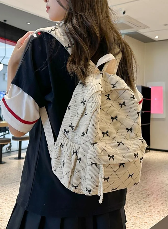 Take Two Bow Print Zip Closure Backpack
