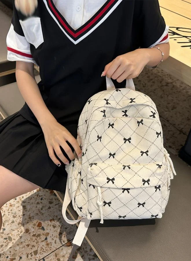 Take Two Bow Print Zip Closure Backpack