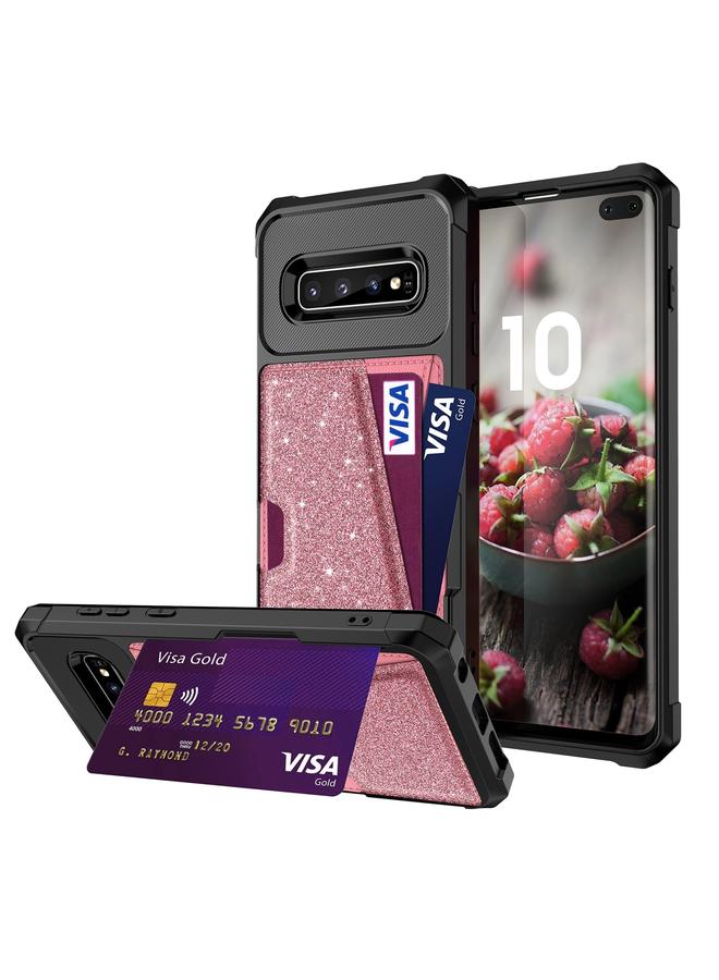 S-TOP Case For Samsung Galaxy S10+ Glitter Magnetic Card Bag Phone Case - Image 1