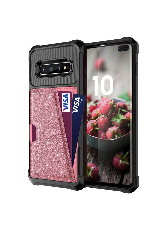 S-TOP Case For Samsung Galaxy S10+ Glitter Magnetic Card Bag Phone Case - Image 2