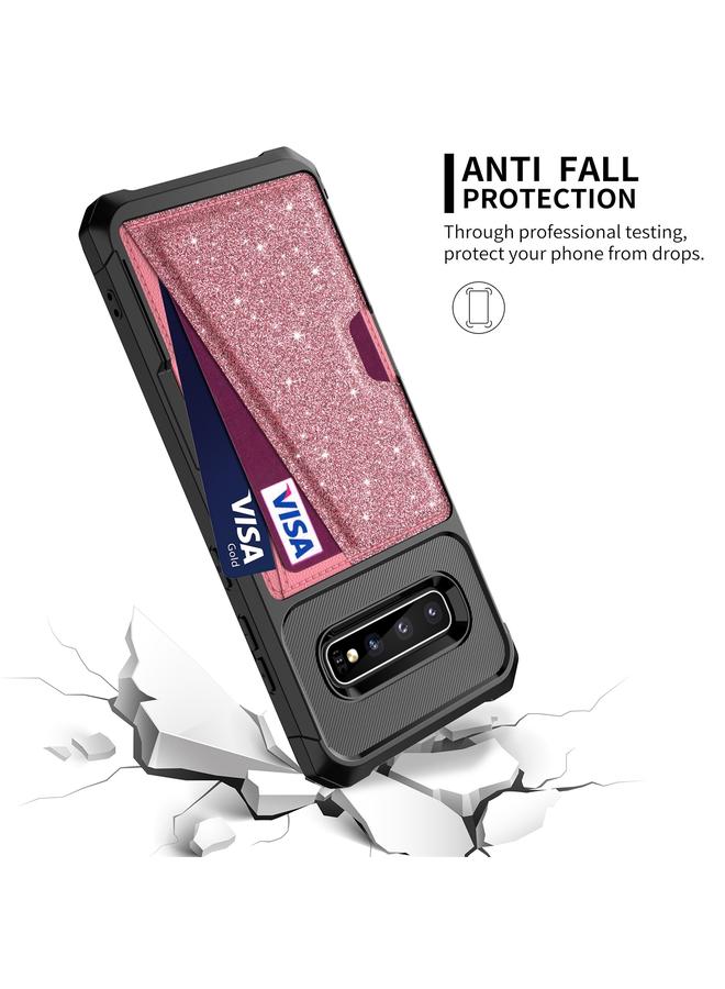 S-TOP Case For Samsung Galaxy S10+ Glitter Magnetic Card Bag Phone Case - Image 3