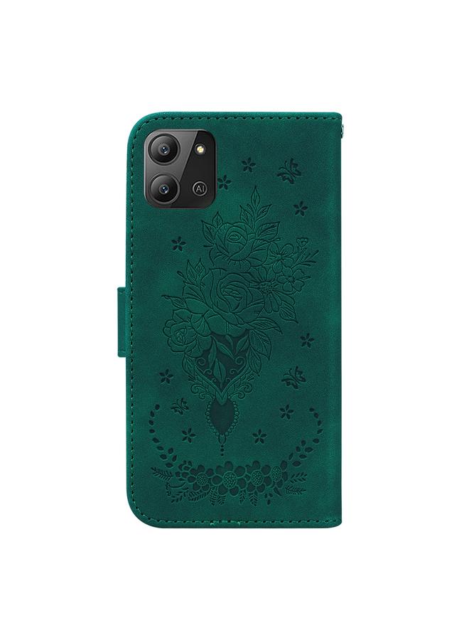 S-TOP Case For Infinix Hot 11 2022 Butterfly Rose Embossed Leather Phone Case - Image 3