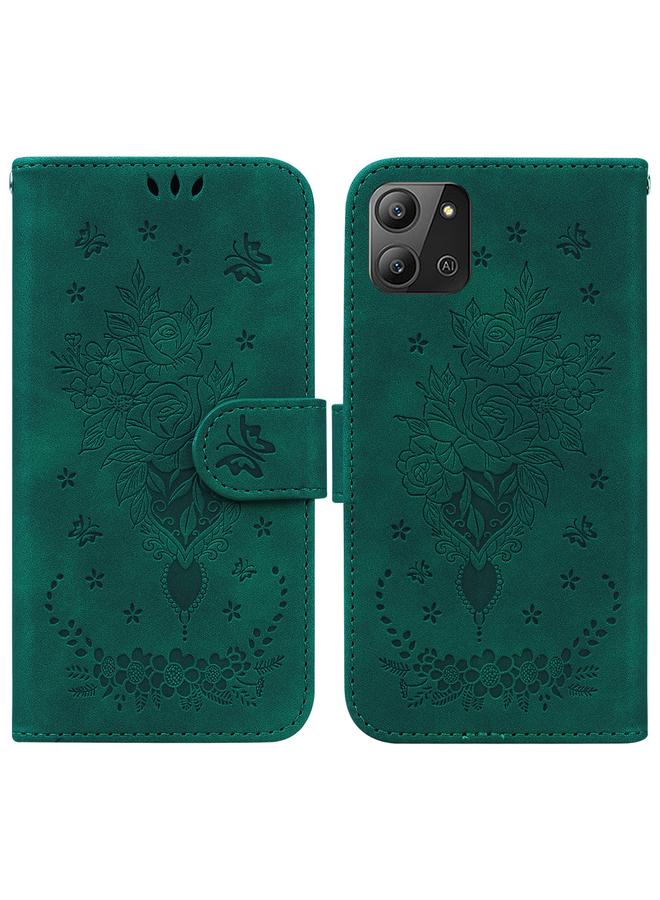 S-TOP Case For Infinix Hot 11 2022 Butterfly Rose Embossed Leather Phone Case - Image 1