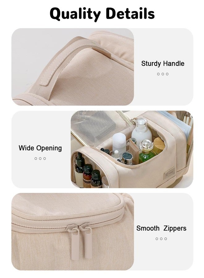 Outplea Waterproof Small Toiletry Bag for Men Women, Travel Toiletry Organizer Cosmestic Bag for Toiletries Accessories, Suitable Capacity Dopp Kit for Travel-Sized Essentials, Beige - Image 4