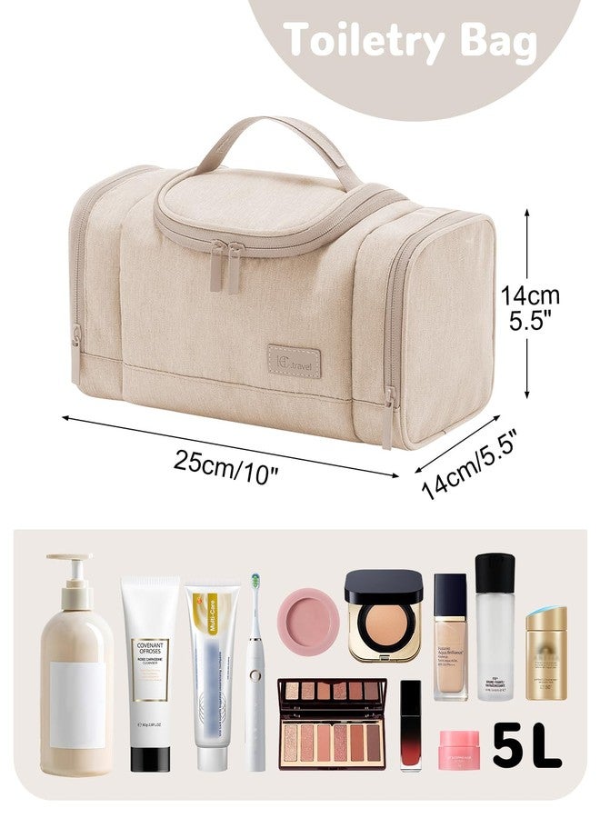 Outplea Waterproof Small Toiletry Bag for Men Women, Travel Toiletry Organizer Cosmestic Bag for Toiletries Accessories, Suitable Capacity Dopp Kit for Travel-Sized Essentials, Beige - Image 2