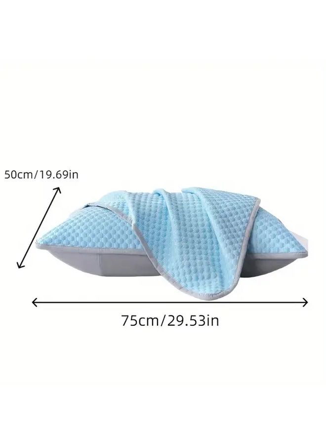 Queen Size Sky Blue Pillow Covers Set Of 2 Soft Breathable Polyester Machine Washable - Image 3