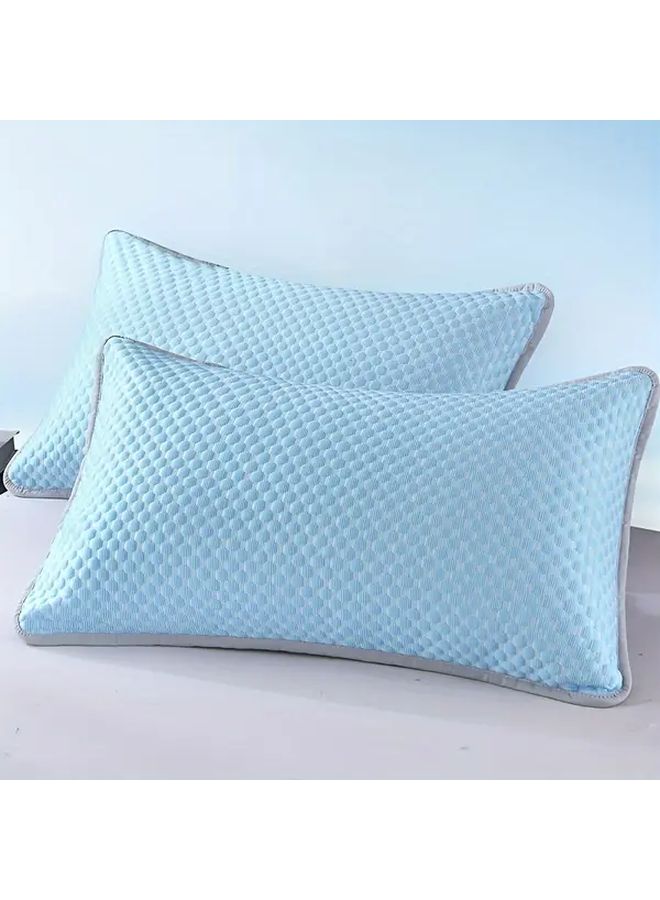 Queen Size Sky Blue Pillow Covers Set Of 2 Soft Breathable Polyester Machine Washable - Image 5