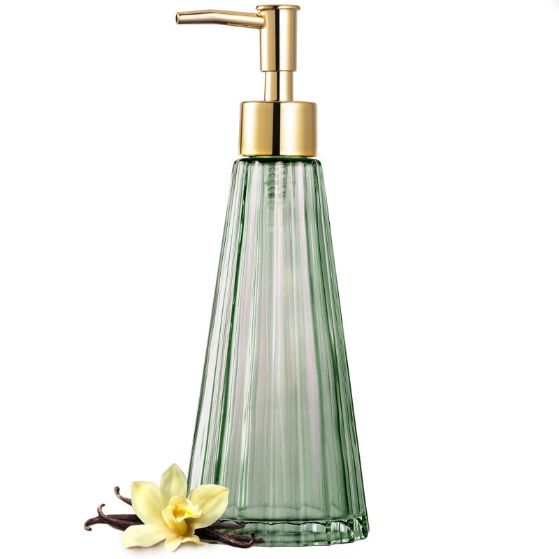 EMPO Vintage Elegant Glass Soap Dispenser Liquid SoapSanitizerShampoo Bottle with Pump Rustic Farmhouse Decor Crystal Hand Soap Dispenser for Kitchen Sink Bathroom Accessories Sage Green