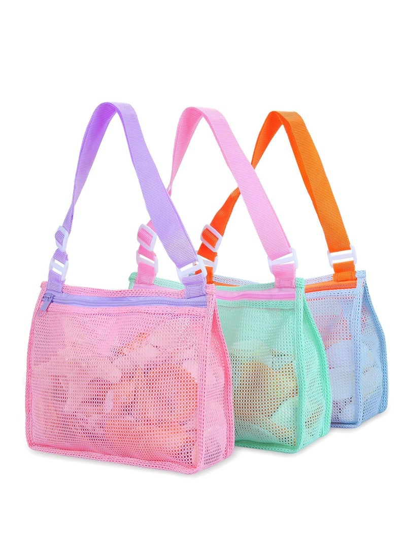 Oasisgalore Set of 3 Mesh Beach Bags for Kids, Lightweight Pool Bags for Boys & Girls (Bags Only)  - Image 1