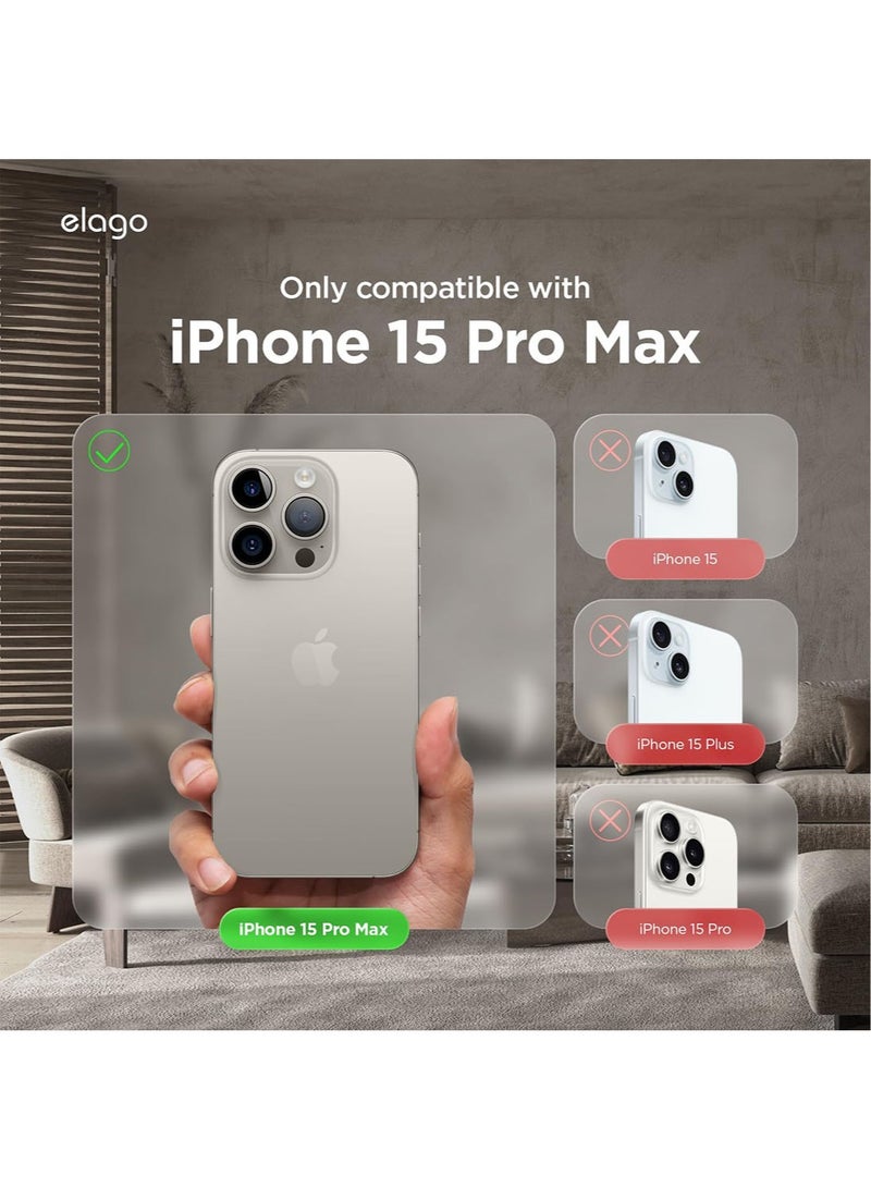 Elago Magnetic Leather for iPhone 15 Pro Max Case Cover Compatible with MagSafe, Vegan Leather, Shockproof, Water-Resistant - Midnight Green - Image 2