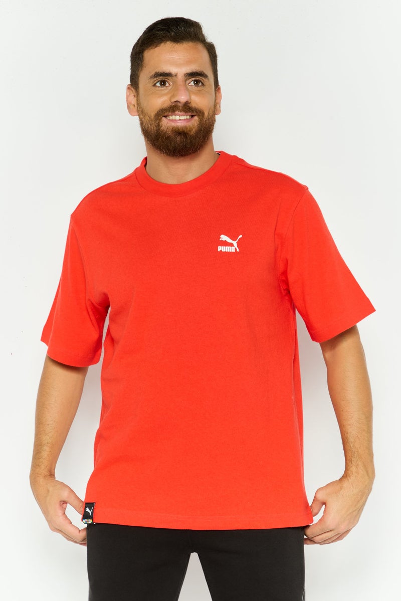 PUMA Men Sportswear Fit Short Sleeves Outdoor T-Shirt, Coral - Image 1