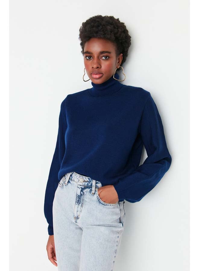 trendyol Navy Blue Basic Turtleneck Knitwear Sweater TWOAW21KZ0485 - Image 3