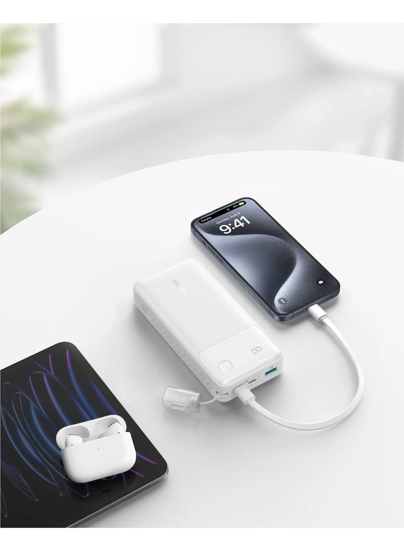 Anker A1384H21 30W 3-Port (2xUSB-C + 1xUSB-A) 20000mAh Digital Display Power Bank -White - Image 2