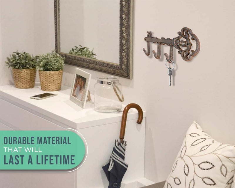 Comfify Decorative Skeleton Key Hook – Wall Mounted Cast Iron with 3 Hooks – Vintage Rustic Style – 7.7" x 4.5" – Includes Screws and Anchors - Image 4