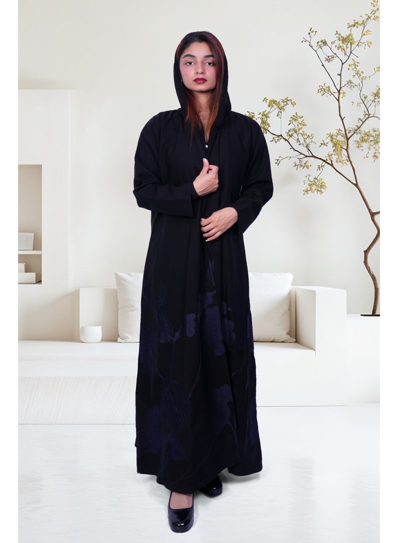 فاشون لاين عباية زهرة منتصف الليل بنقوش زهور - Image 3