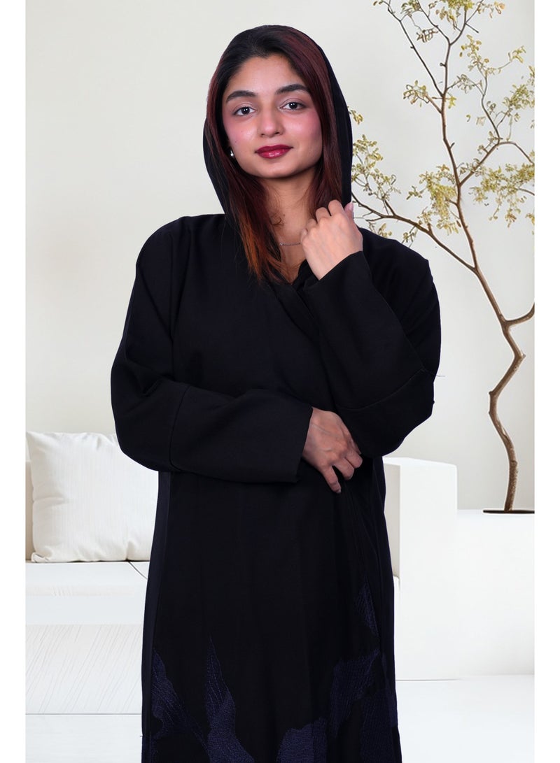 فاشون لاين عباية زهرة منتصف الليل بنقوش زهور - Image 1