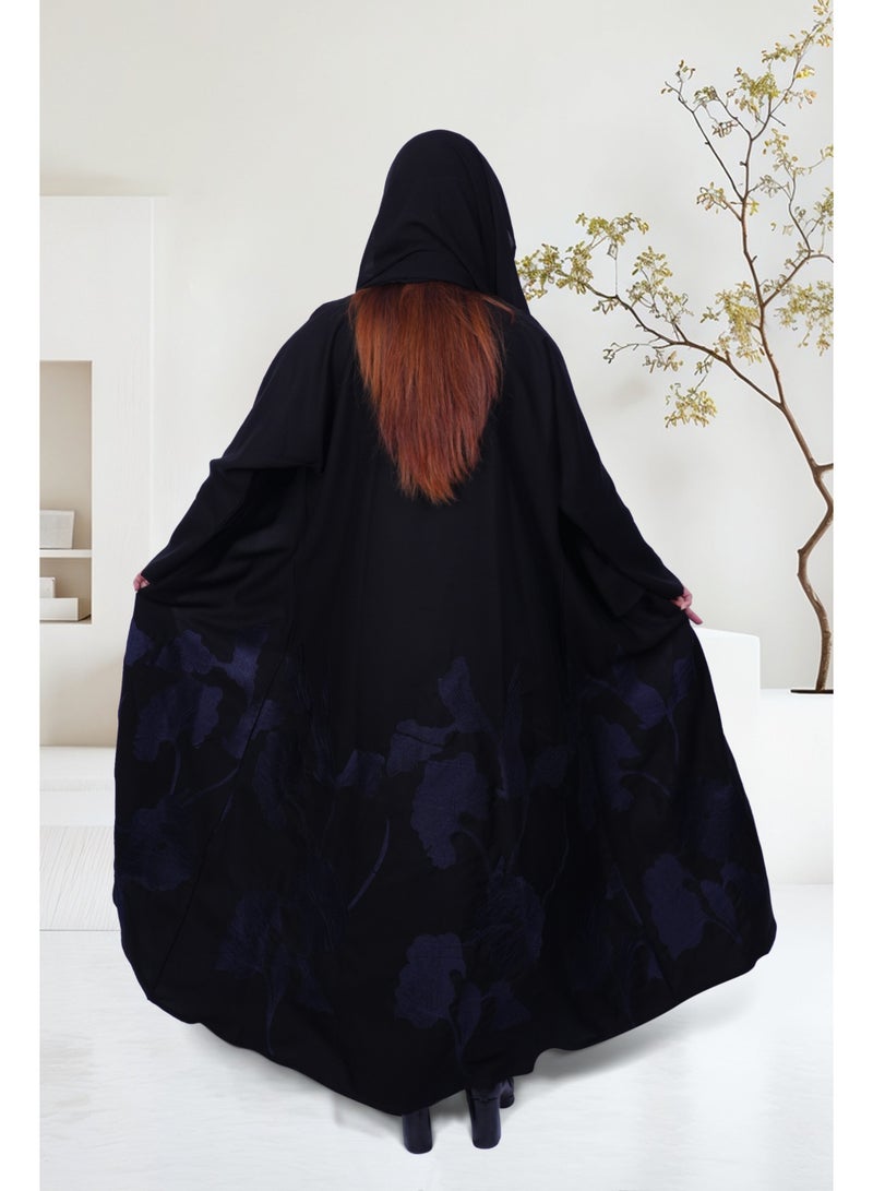 فاشون لاين عباية زهرة منتصف الليل بنقوش زهور - Image 2