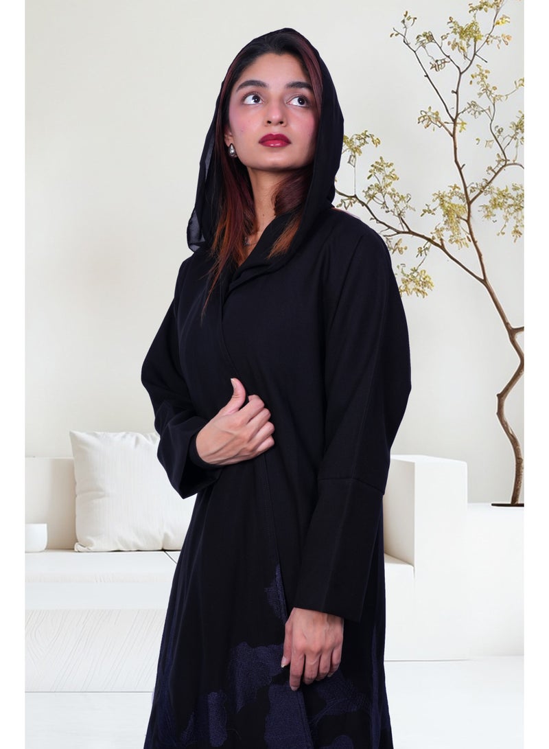 فاشون لاين عباية زهرة منتصف الليل بنقوش زهور - Image 5