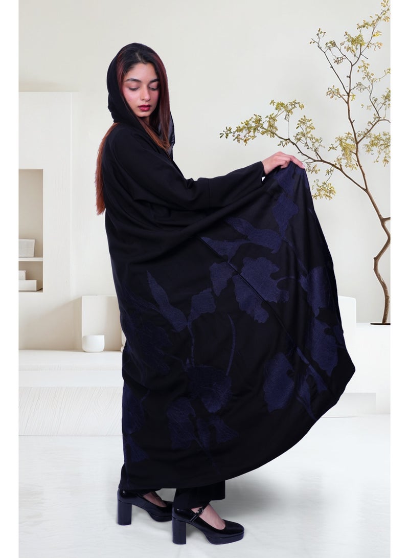 فاشون لاين عباية زهرة منتصف الليل بنقوش زهور - Image 4