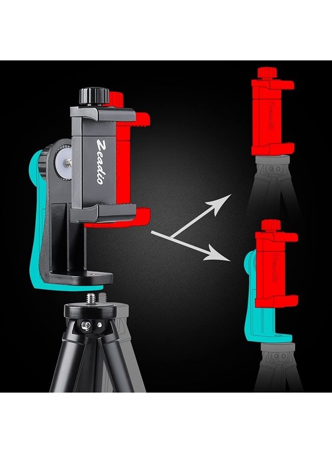 Zeadio Tripod Smartphone Mount, Cell Phone Holder Adapter, Selfie Stick Monopod Adjustable Clamp, Vertical and Horizontal Swivel Bracket, Fits for iPhone, Samsung, Huawei and All Phones - Image 2