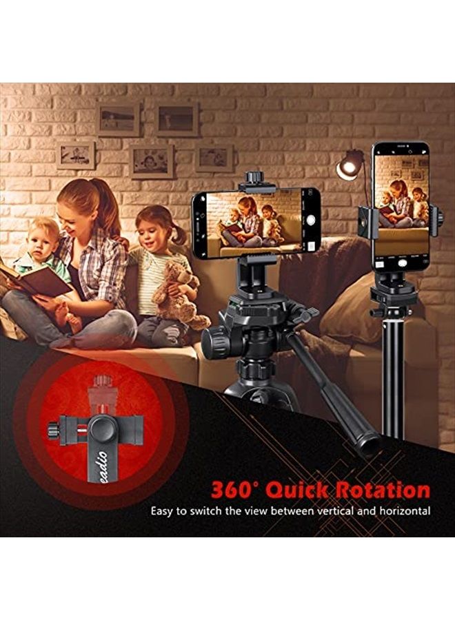Zeadio Tripod Smartphone Mount, Cell Phone Holder Adapter, Selfie Stick Monopod Adjustable Clamp, Vertical and Horizontal Swivel Bracket, Fits for iPhone, Samsung, Huawei and All Phones - Image 4