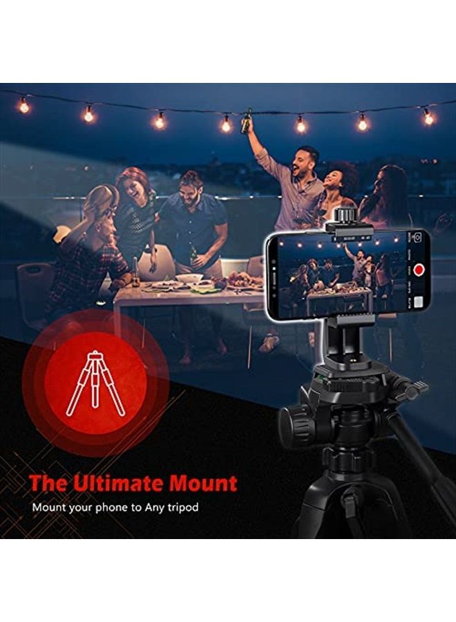 Zeadio Tripod Smartphone Mount, Cell Phone Holder Adapter, Selfie Stick Monopod Adjustable Clamp, Vertical and Horizontal Swivel Bracket, Fits for iPhone, Samsung, Huawei and All Phones - Image 3