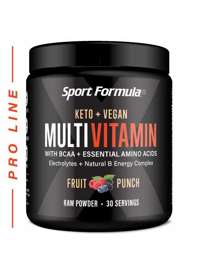 Sport Formula 99 - Multivitamin Powder - Drink Mix for Men Women BCAA Amino Acids Won't Upset Your Stomach - Keto Vegan Multivitamin Fruit Punch - Electrolytes Super B Complex Digestive Enzyme - Image 1