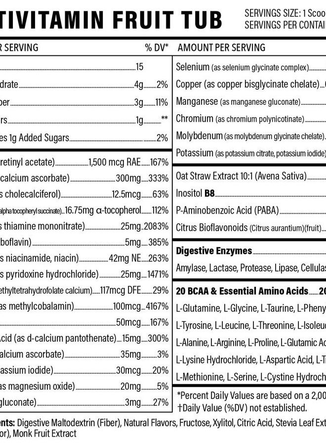 Sport Formula 99 - Multivitamin Powder - Drink Mix for Men Women BCAA Amino Acids Won't Upset Your Stomach - Keto Vegan Multivitamin Fruit Punch - Electrolytes Super B Complex Digestive Enzyme - Image 1