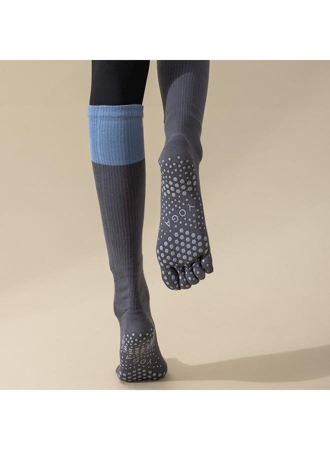 Bluejw Five-Finger Yoga Socks Non-Slip-dispensing Long-barbed Calf Socks Women's Pressure High-barbed Professional Pilates Fitness Dance Socks - Image 2