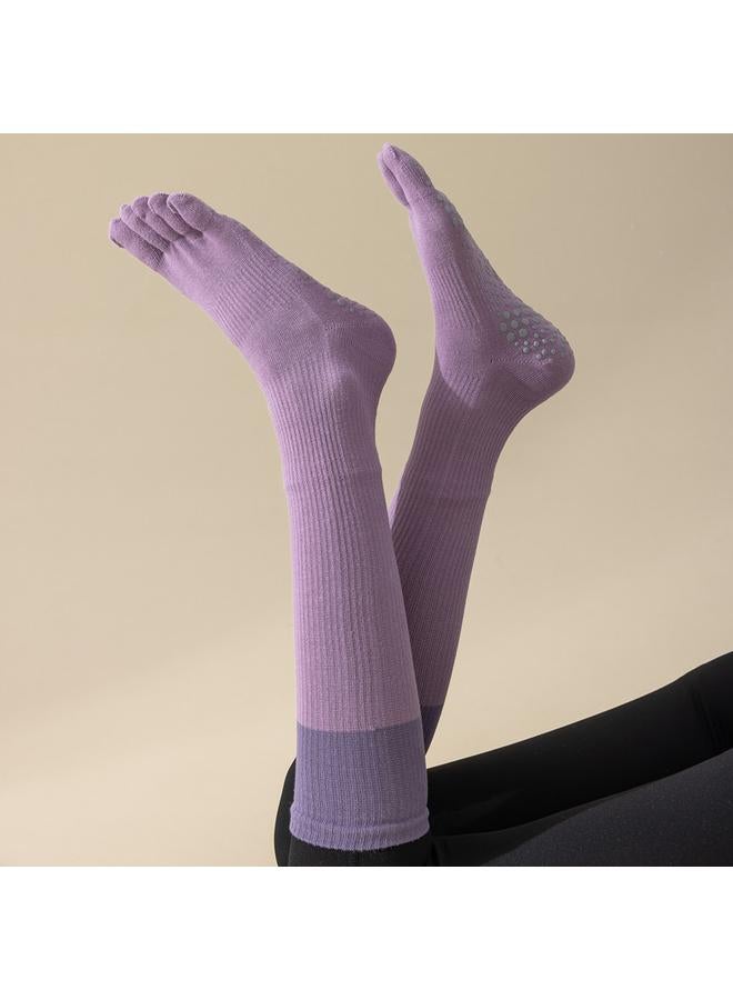 Bluejw Five-Finger Yoga Socks Non-Slip-dispensing Long-barbed Calf Socks Women's Pressure High-barbed Professional Pilates Fitness Dance Socks - Image 4