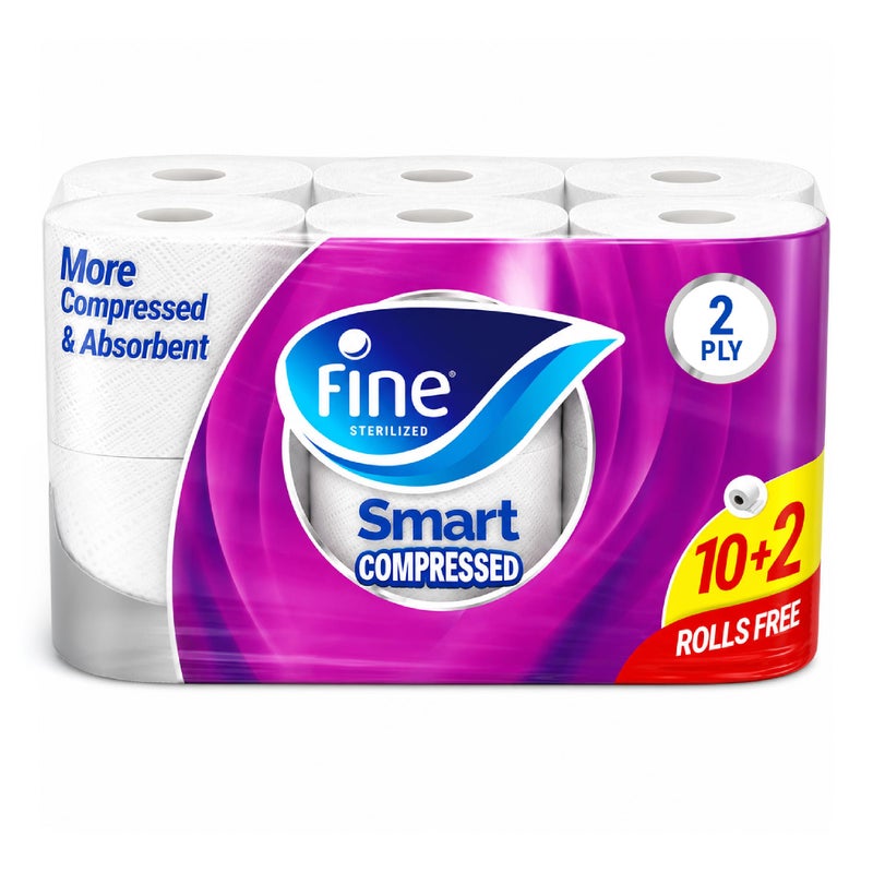 Fine Smart - 2 Ply Toilet Tissue Paper - 12 Rolls - Image 1